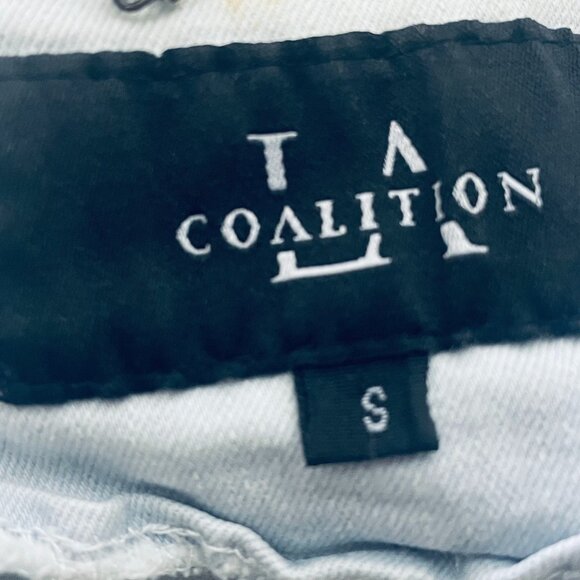 Coalition LA Distressed Denim Hooded Jacket Size Small - Picture 8 of 9